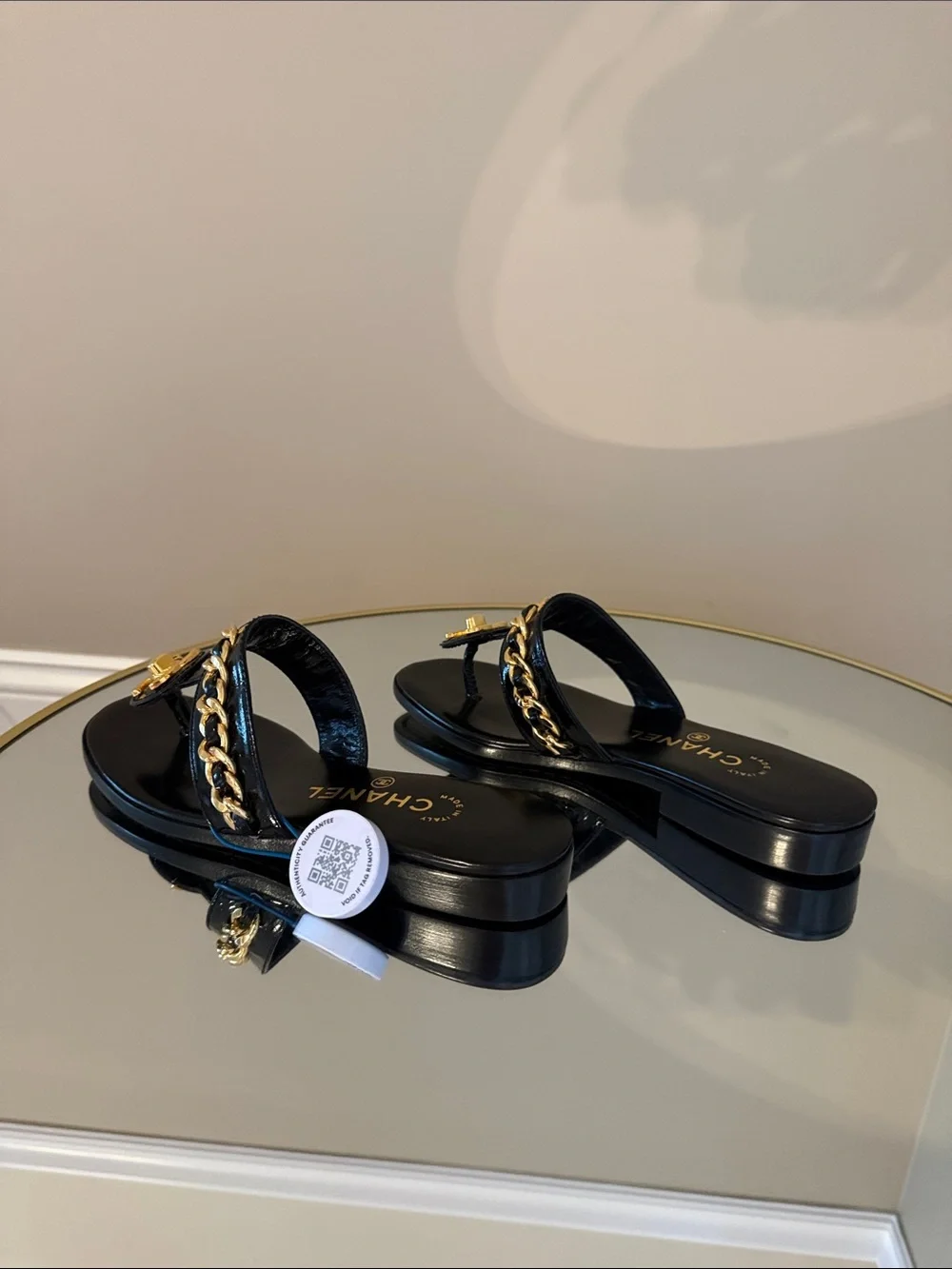 CHANEL Turnlock gold chain sandals size 36.5 - Picture 11 of 17
